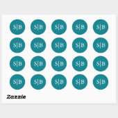 Klassieke Monogram Turquoise Trouw Envelope Zegel (Vel)