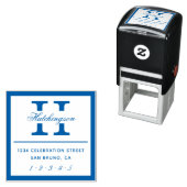 Klassieke monogram typografie | Blauw retouradres Zelfinktende Stempel (In situ)