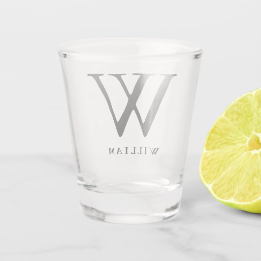 Klassieke monogram Typografie in zwart, gepersonal Shot Glas (Achterkant)