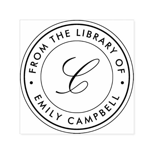 Klassieke Monogram van de Bibliotheek van Koekbord Zelfinktende Stempel (Design)