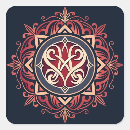 Klassieke monogram vierkante sticker (Voorkant)