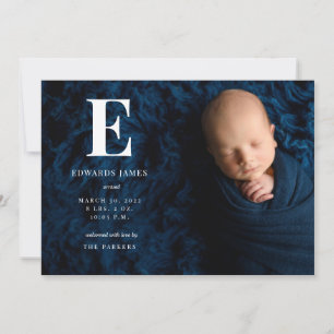 Klassieke monogram volledige foto pasgeboren Baby Aankondiging