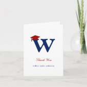 Klassieke monogram W Gradupafkap Foto Modern Bedankkaart (Voorkant)