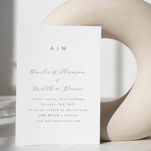 Klassieke Monogram White Black Script Weddenschap Kaart