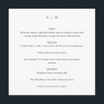 Klassieke Monogram White Custom Weddenplein Menu<br><div class="desc">Aangepast klassiek minimalistisch monogram traditioneel Typografie Weddenschap Square menu in zwart-wit</div>