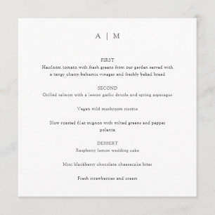 Klassieke Monogram White Custom Weddenplein Menu
