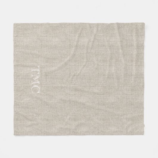 Klassieke monogram witte Initialen Flax Fine Linen Fleece Deken (Voorkant (Horizontaal))