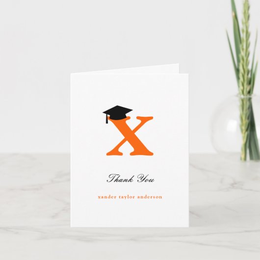 Klassieke monogram X Gradupafkap Foto Modern Bedankkaart (Voorkant)