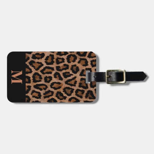 Klassieke Monogram Zwart / Bruin Leopard Spot Prin Bagagelabel (Voorkant horizontaal)