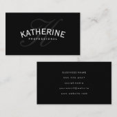 Klassieke Monogram Zwart met Arc Tekst Visitekaartje (Voorkant / Achterkant)