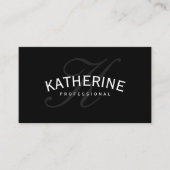 Klassieke Monogram Zwart met Arc Tekst Visitekaartje (Voorkant)