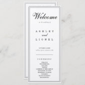 Klassieke Monogram Zwart & Wit Eenvoudige Huwelijk Programmakaart (Voorkant / Achterkant)