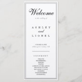 Klassieke Monogram Zwart & Wit Eenvoudige Huwelijk Programmakaart (Voorkant)