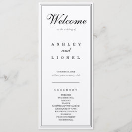 Klassieke Monogram Zwart & Wit Eenvoudige Huwelijk Programmakaart