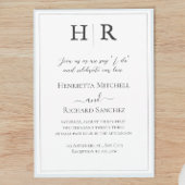 Klassieke Monogram Zwart & Wit Huwelijksuitnodigin Kaart