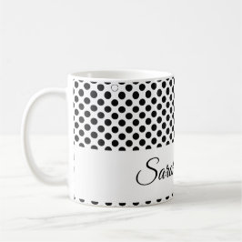 klassieke monogram Zwart-wit polka dots Koffiemok