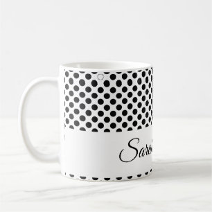klassieke monogram Zwart-wit polka dots Koffiemok