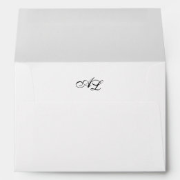 Klassieke Monogram Zwart & Wit Traditionele Huweli Envelop