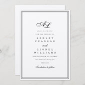 Klassieke Monogram Zwart & Wit Traditionele Huweli Save The Date (Voorkant / Achterkant)