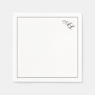 Klassieke Monogram Zwart & Wit Traditionele Huweli Servet