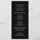 Klassieke monogram zwart-witbruiloft programmakaart (Achterkant)