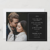 Klassieke monogram zwarte en witte bruiloft foto save the date (Voorkant)