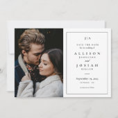 Klassieke monogram zwarte en witte bruiloft foto save the date (Voorkant)