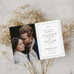 Klassieke monogram zwarte en witte bruiloft foto save the date<br><div class="desc">Dit klassieke Monogram Band van de Foto sparen de Kaart van de Datum kenmerkt elegant type en een eenvoudige grens met een verticale foto. Alle elementen zijn bewerkbaar,  lettertype,  foto- en achtergrondkleur. Klik de Edit knoop om dit ontwerp aan te passen.</div>