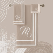 Klassieke monogramed Taupe/White Bath Towel Set Bad Handdoek
