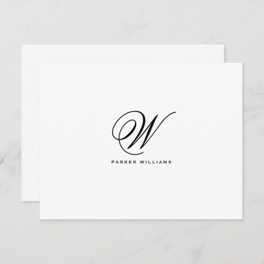 Klassieke monogrammatica formele platte dank-uw-ka bedankkaart (Voorkant / Achterkant)