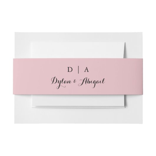 Klassieke monogrammed Blush Pink Wedding Belly Ban Uitnodigingen Wikkel (Voorkant Voorbeeld)