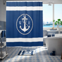 Klassieke Monogrammed Nautical Navy Blauw en Wit