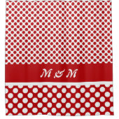 Klassieke Monogrammed Red & White Polka Dot Douchegordijn (Voorkant)
