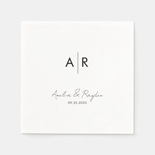 Klassieke Monogrammed Script Typografie Bruiloft Servet (Voorkant)