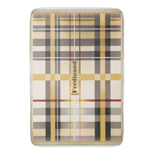 Klassieke monogrammed Tan en Taupe Pset Badmat (Voorkant Verticaal)