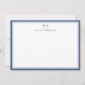 Klassieke monogrammen aegean Blue Stationery Note Notitiekaartje (Voorkant)