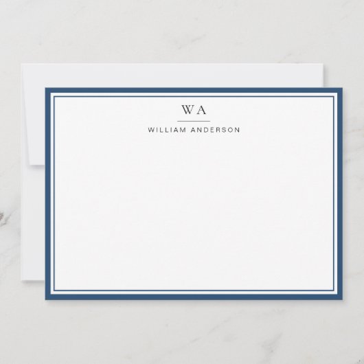 Klassieke monogrammen aegean Blue Stationery Note Notitiekaartje (Voorkant)