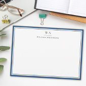 Klassieke monogrammen aegean Blue Stationery Note Notitiekaartje