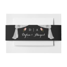 Klassieke monogrammen Blk met Roos bruiloft Uitnodigingen Wikkel