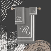 Klassieke monogrammen grijs/wit bad handdoek