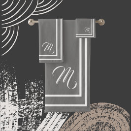 Klassieke monogrammen grijs/wit bad handdoek