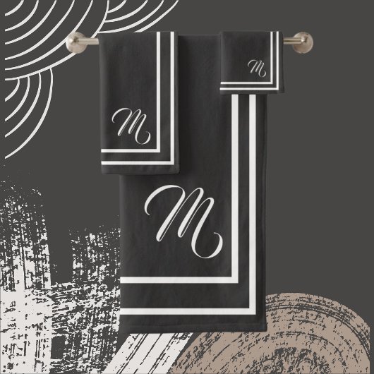 Klassieke monogrammen van laksteenkolen, zwart-wit bad handdoek