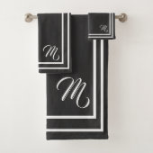 Klassieke monogrammen van laksteenkolen, zwart-wit bad handdoek (Insitu)