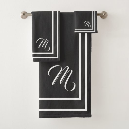 Klassieke monogrammen van laksteenkolen, zwart-wit bad handdoek (Insitu)