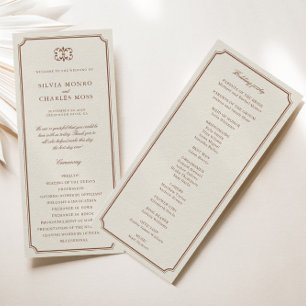 Klassieke Monorgam Bruin Ecru Bruiloft Crest Progr