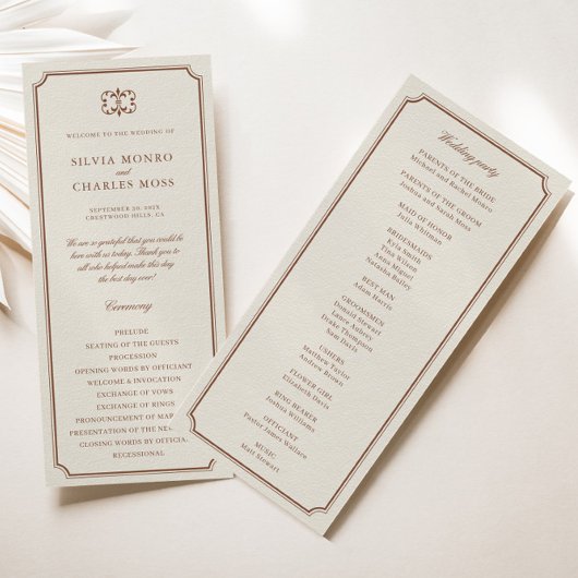 Klassieke Monorgam Bruin Ecru Bruiloft Crest Progr