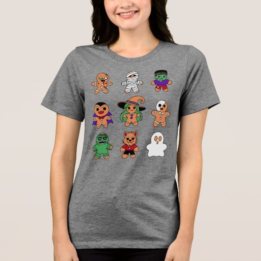 Klassieke Monsters Gingerbread Mannen Tri-Blend Shirt (Voorkant)