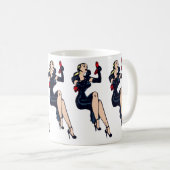 Klassieke mooie blonde retro glamour girl pin-up koffiemok (Voorkant rechts)