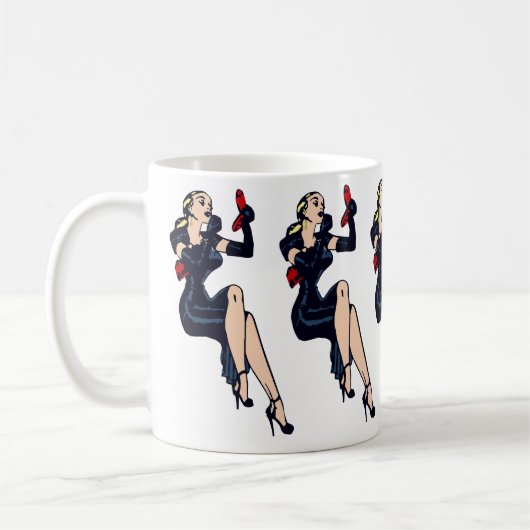 Klassieke mooie blonde retro glamour girl pin-up koffiemok (Links)