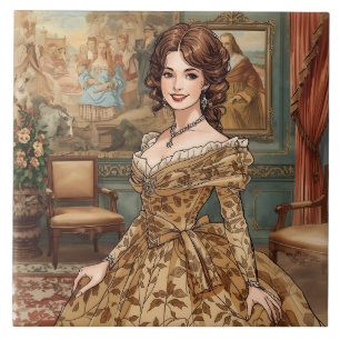 Klassieke, mooie dame ,Victoriaans charme Tegeltje